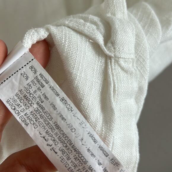 Zara Button Front Collar Textured Linen Blend Top Blouse Shirt Medium - Picture 5 of 6